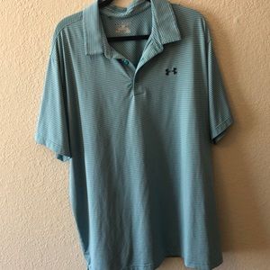 Men’s aqua stripped polo